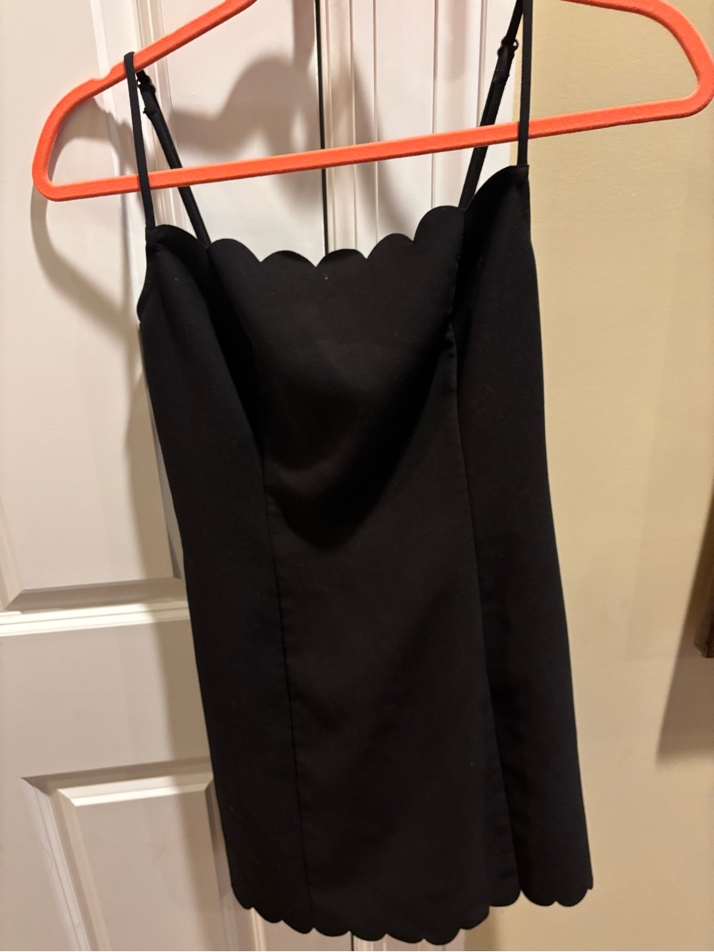 Likely Black Scalloped Spaghetti-Strap Dress